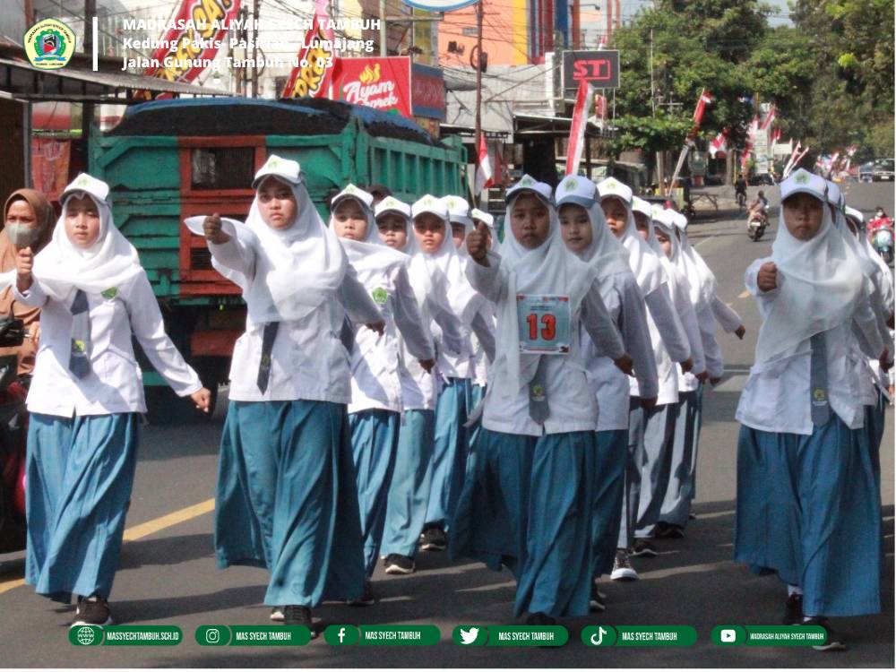 Meriahkan HUT Ke-80 RI, MA Syech Tambuh Ikuti Lomba Baris Tingkat Kecamatan